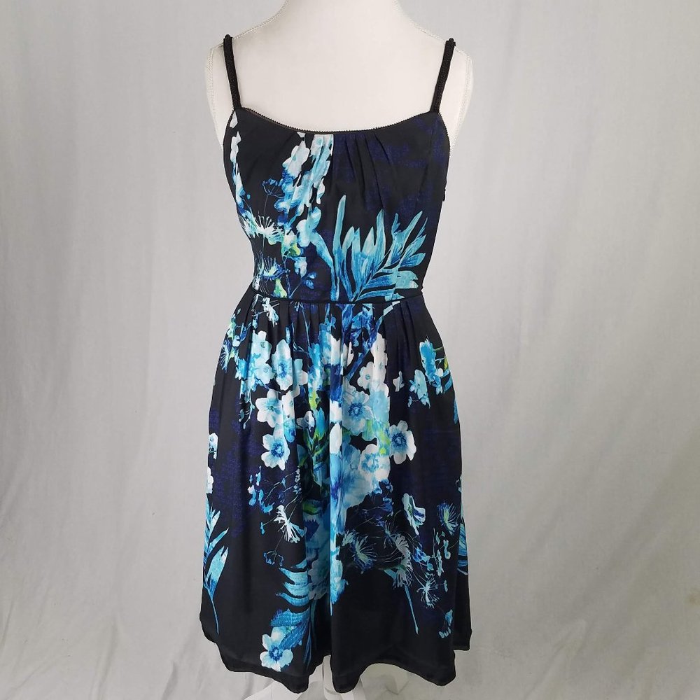 WHBM: Black & Blue Floral Dress